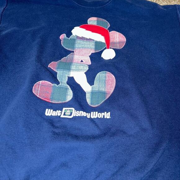 Disneyland World Resorts Mickey in Santa Hat Navy Sweatshirt Christmas SZ M - Picture 5 of 6
